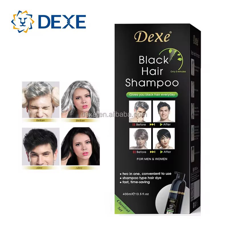 🖤 Shampoing Colorant Noir Dexe 400ml : Retrouvez des Cheveux Noirs et Jeunes en 5 Minutes !