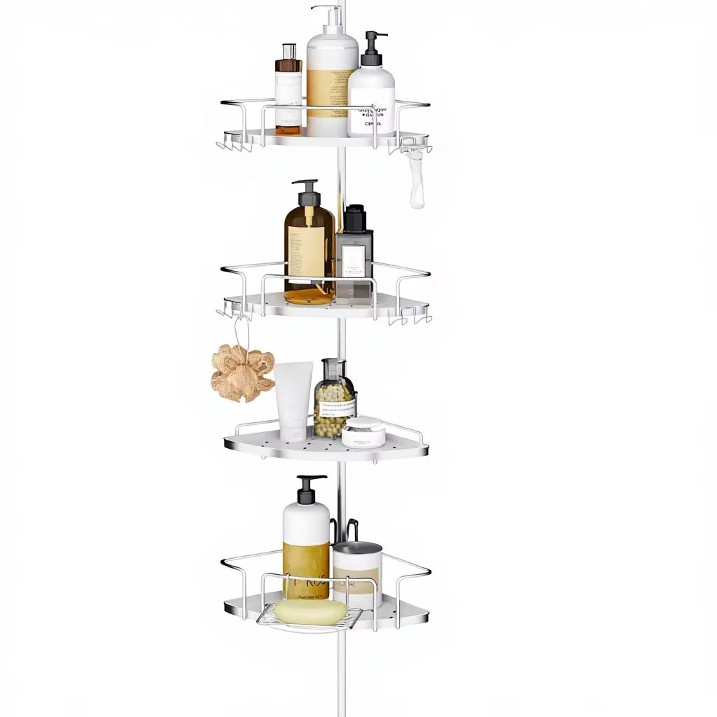 🛁 Étagère d'Angle Télescopique pour Douche et Salle de Bain (4 Niveaux).