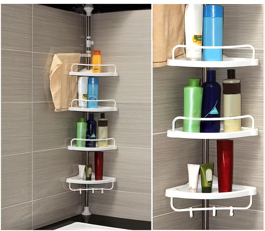 🛁 Étagère d'Angle Télescopique pour Douche et Salle de Bain (4 Niveaux).